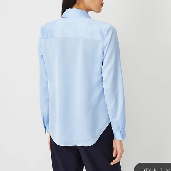 Ann Taylor Plaid Essential Shirt women’s size 4 (S)  metal shiny gray fitted NWT - Picture 16 of 16